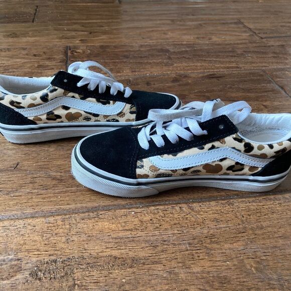 Vans Kids Old Skool Leopard Glitter Sneaker Sz 2.5 - Picture 3 of 10